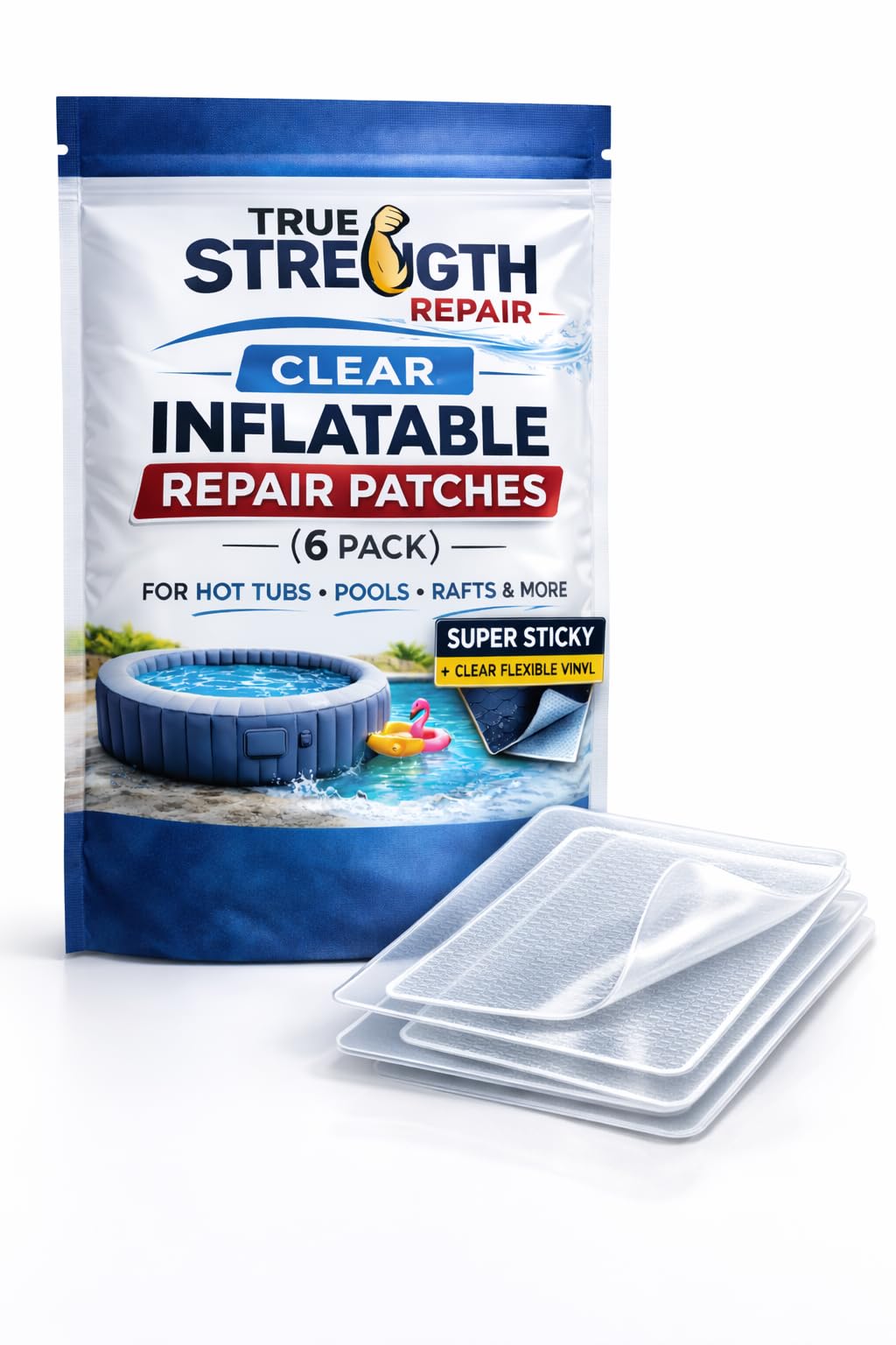 Inflatable Repair Patches – Underwater Pool & Hot Tub Repair Kit, Clear Invisible Patch, No Drain Instant Fix for Air Beds, PVC & Vinyl