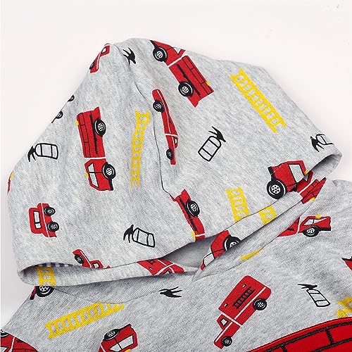 Toddler Boy Hoodie Sweatshirt - Pullover Dinosaur Long Sleeve Shirt Fire Truck Print Kids Winter Clothes 2T-7T3