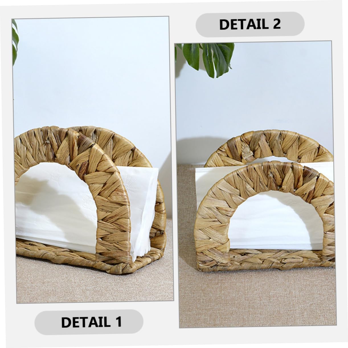 Servilletero de Papel Tejido a Mano de Ratán Bordes Lisos, Diseño Elegante y Versátil para Mesa de Comedor y Fiestas