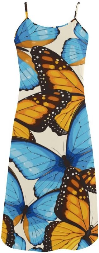 Women's Butterfly Polyester Casual Slip Dress M