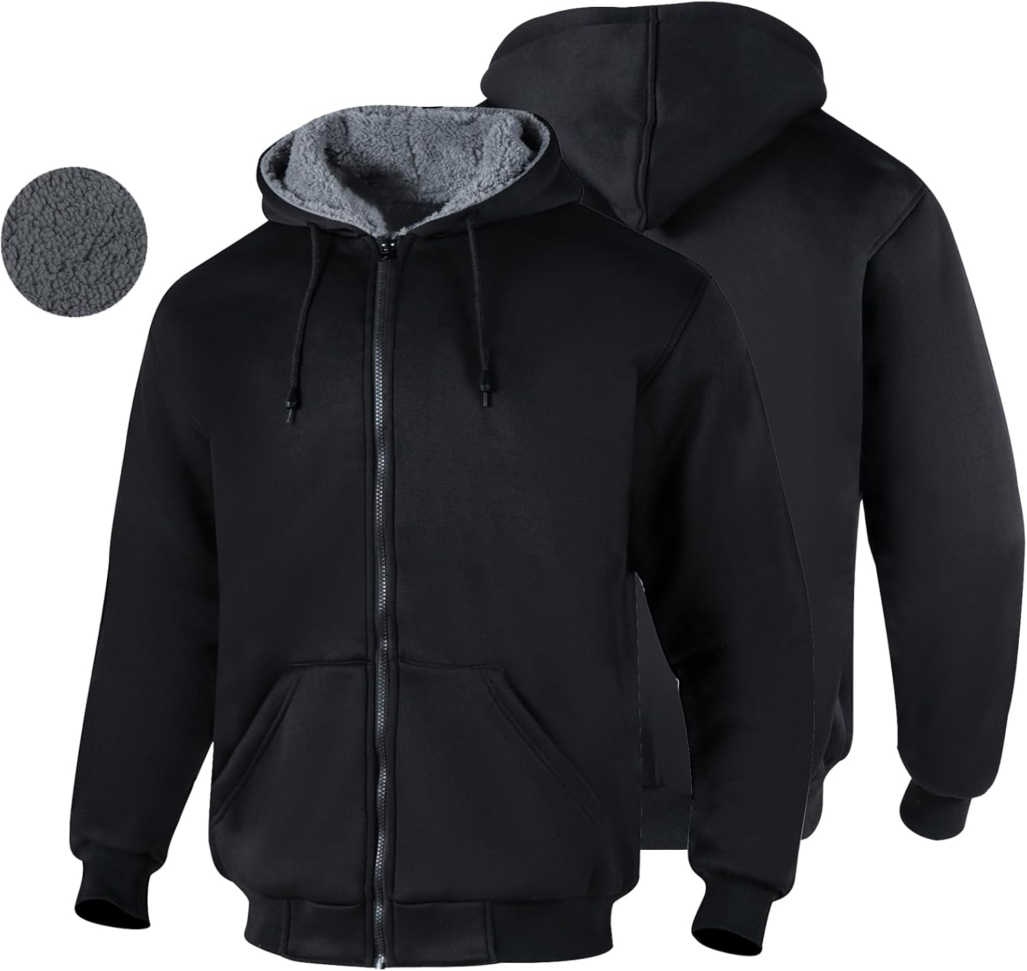VENDACE Hi Vis Hoodie for Men Sherpa Fleece Lined Safety Sweatshirt Fleece Hoodie Zipper Construction Work Jacket Sweater