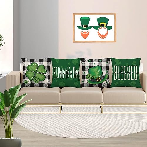 Miniatura 6 de Juego de 4 fundas de almohada del Día de San Patricio de 22 x 22 pulgadas, fundas de almohada del Día de San Patricio, fundas de almohada
