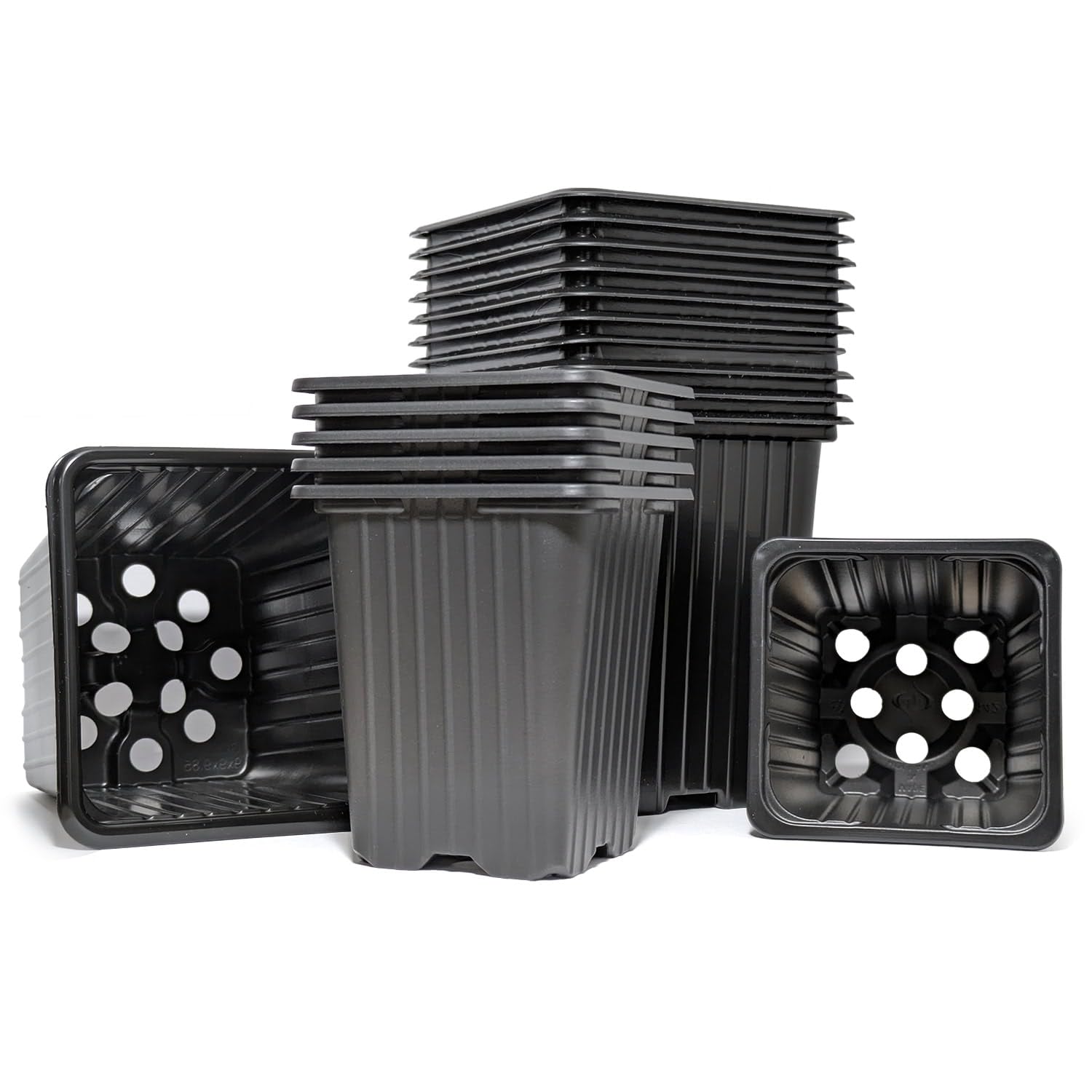 Elixir Gardens Square Recycled Plastic Re-Useable Plant, Seedling Nursery Pots | 7cm, (0.25L) / 9cm, (0.75L) / 11cm, 1L 11cm / 1L x 900