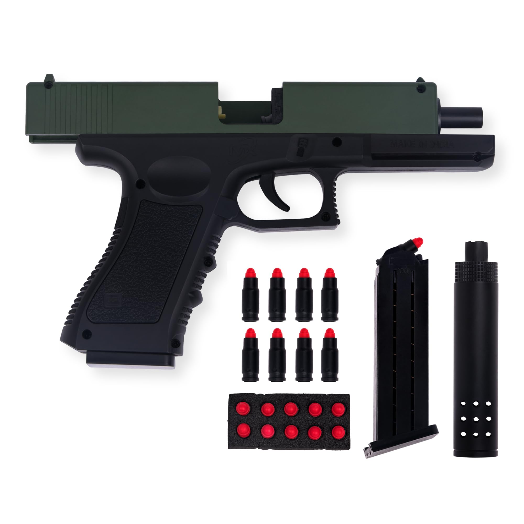 Gex Shooting Game Toy Guns for Kids & Adults Soft Bullets Blaster Gun Pistol with Foam Darts Jump Ejecting Mag Indoor Outdoor Play Toys (Minimum Age 10 Years)