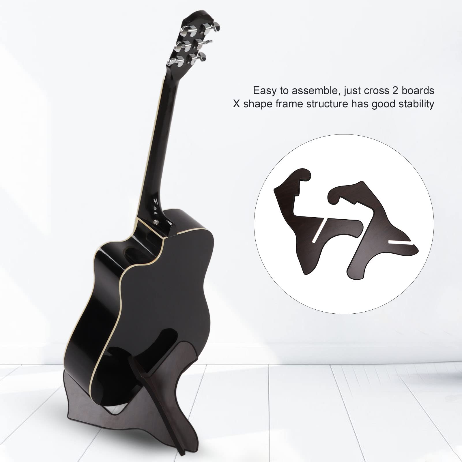 Supporto per chitarra, staffa per chitarre in legno con superficie liscia e durevole in stile X Frame per supporto per strumenti a corda(Nero)
