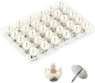 ZENGLU No-Sew Pearl Buttons, 30 Sets of 2/5 inch Removable Reusable Brooch Pins for Shirts, Blouses, Dresses, Sweaters, Shawls for Women (10mm/White)