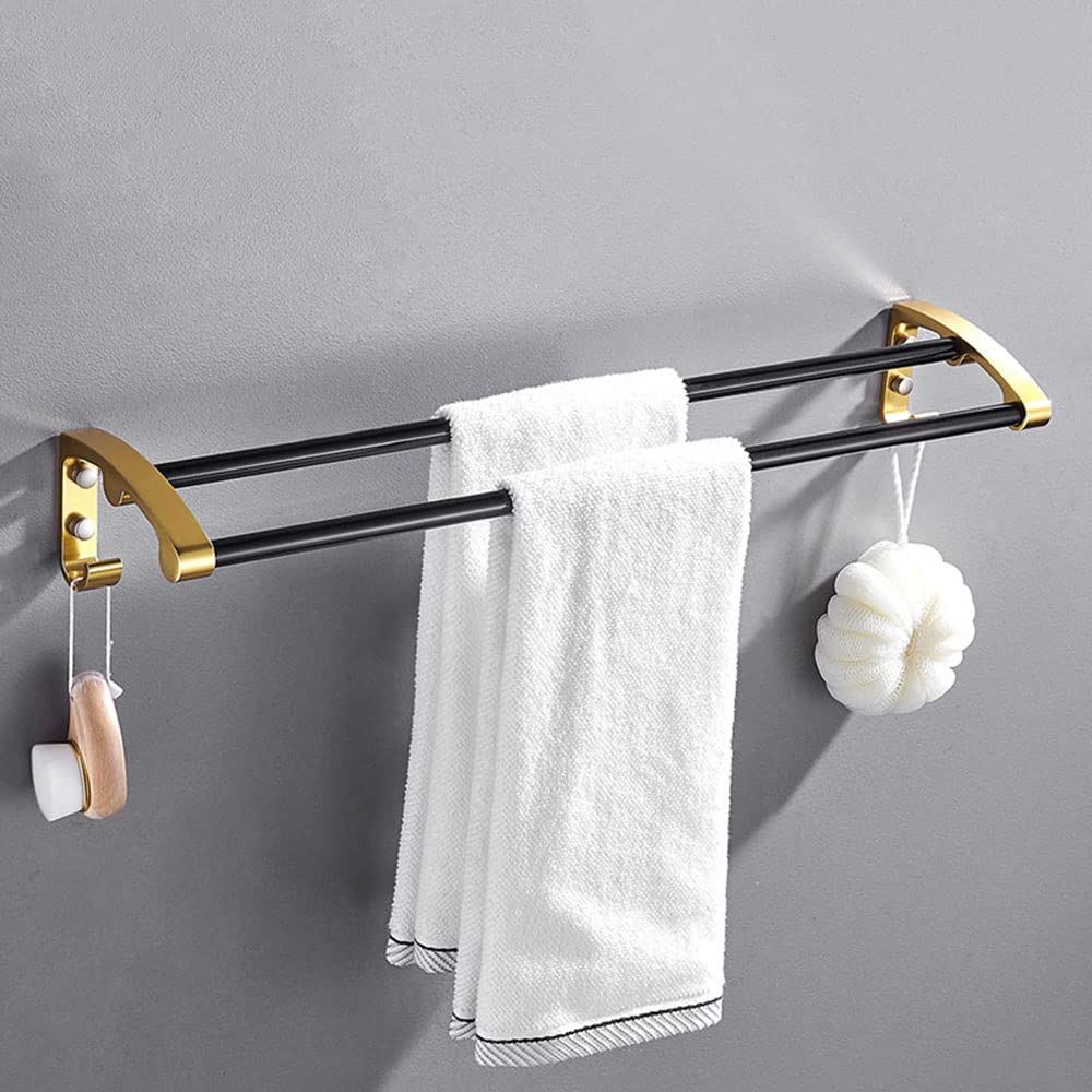 Estante, Soporte para Almacenamiento de Toallas, Toalleroguo, Estante de Aluminio Espacial, Estante de Baño de Oro Negro, Diseño Curvo