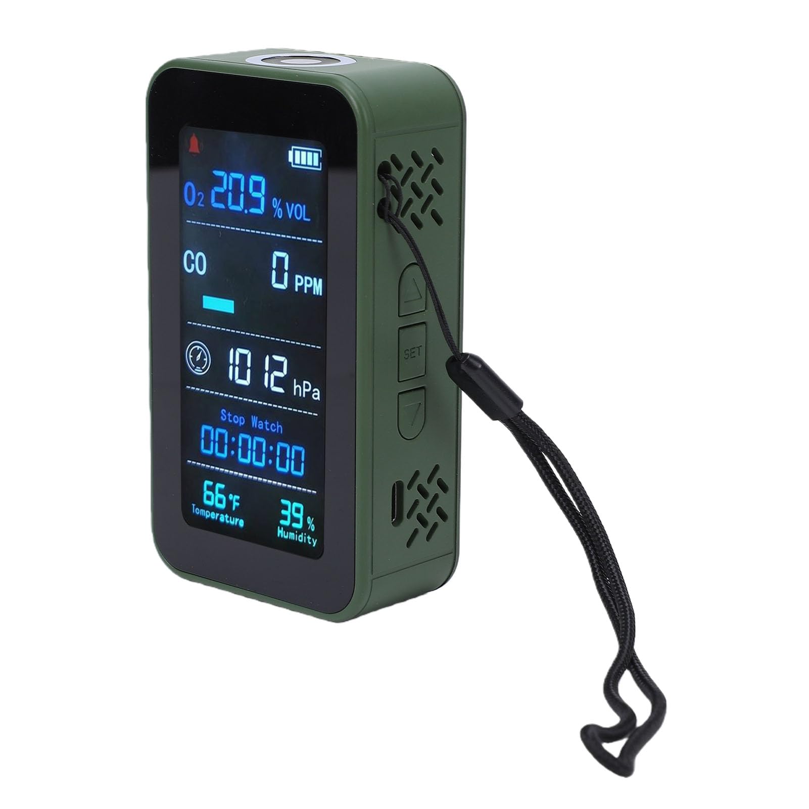 Keenso Detector de Oxígeno Compacto y Monitor de Humedad con Linterna y Cronómetro, Ideal para Acampar Viajar