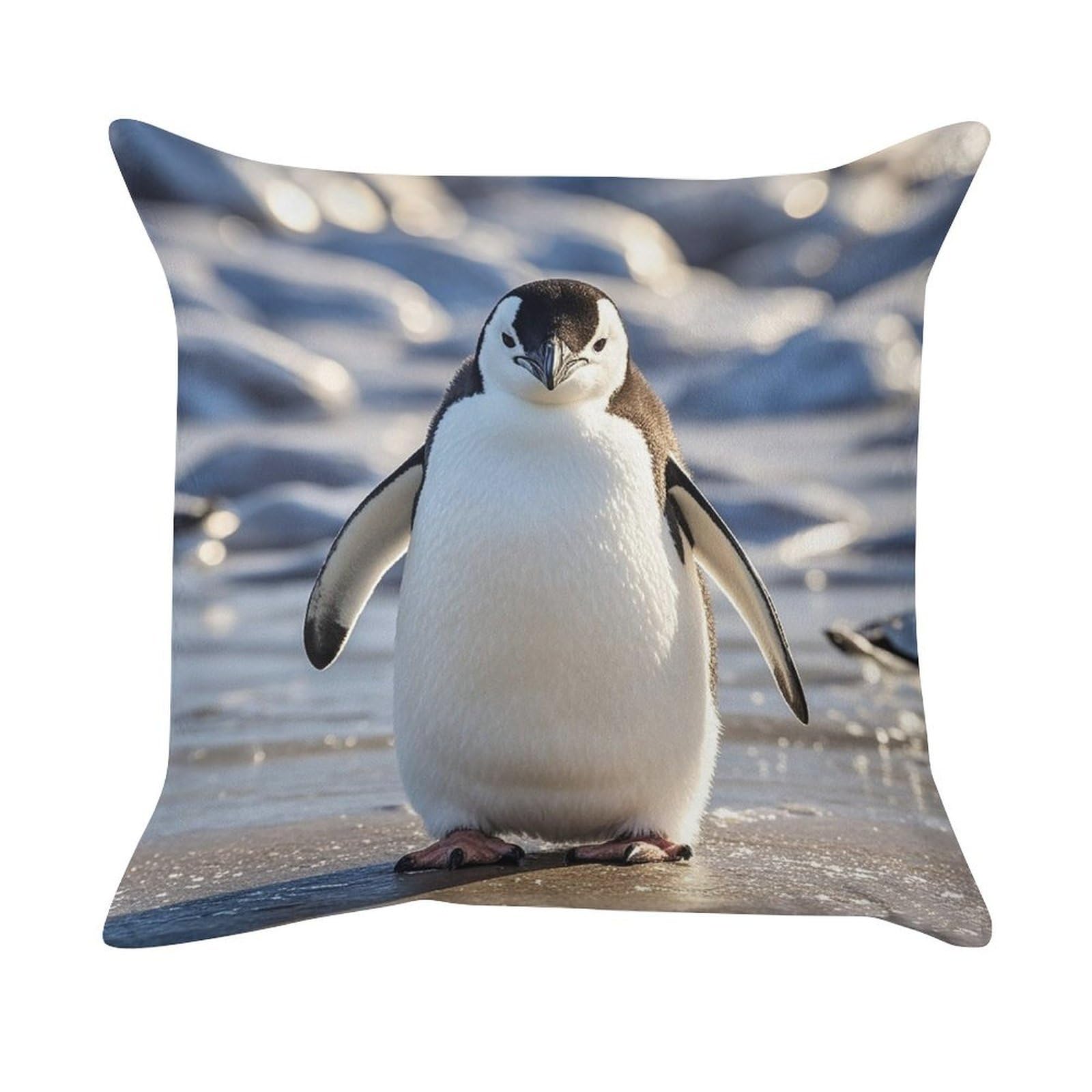 FekiLoot Cute Penguin Pillow Covers Luxury Velvet Square Pillowcases Throw Pillows Case with Invisible Zipper Decorative Velvet Cushion Covers Ultra Soft Lumbar Pillow Shells