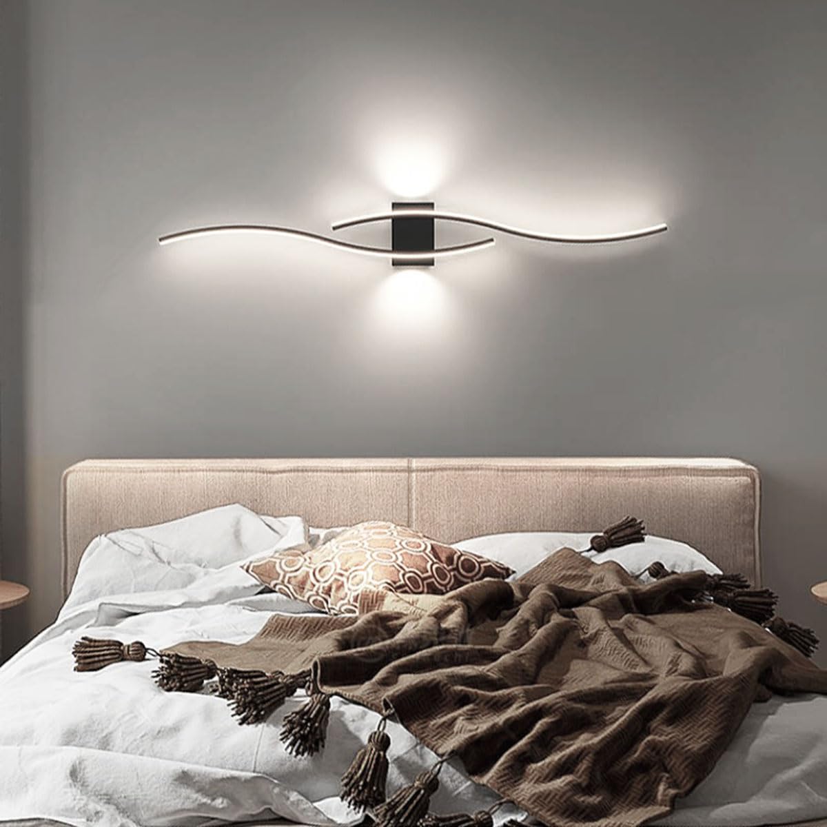 Applique LED da Parete Interno Lungo Negro 100CM 39.4in 35W 2800LM Moderna Lampada da muro Alluminio Per Soggiorno Camera da Letto Scala Corridoi Luce bianca 6000K
