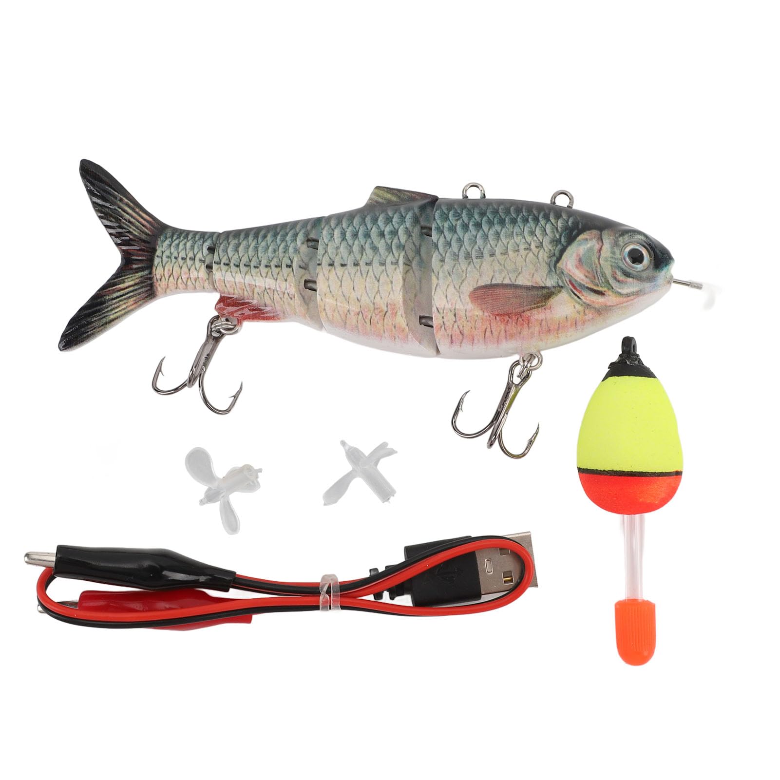 Esche Elettriche da Pesca per Nuoto Robotico, Esca Automatica Multi Snodabile Ricaricabile Tramite USB con Luce a LED per la Pesca