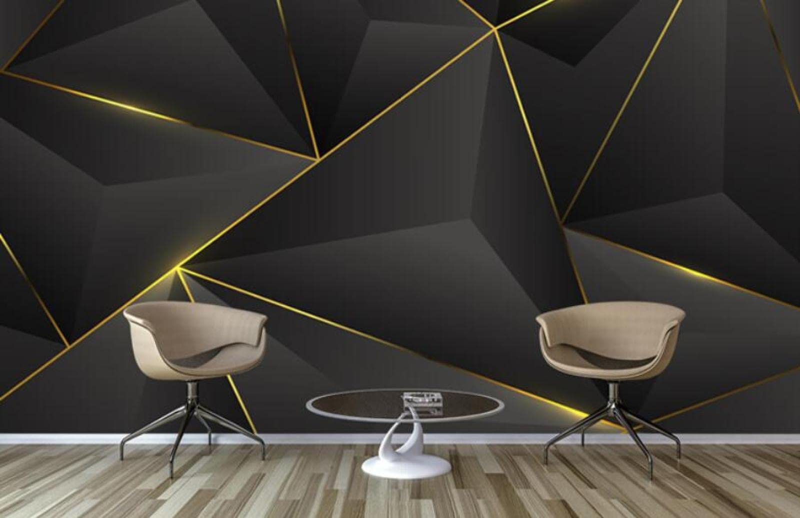 Papel Pintado De Fondo De Sofá De Sala De Estar De Dormitorio De Murales Geométricos Creativos De Líneas Geométricas 3D Personalizados-400Cmx280Cm