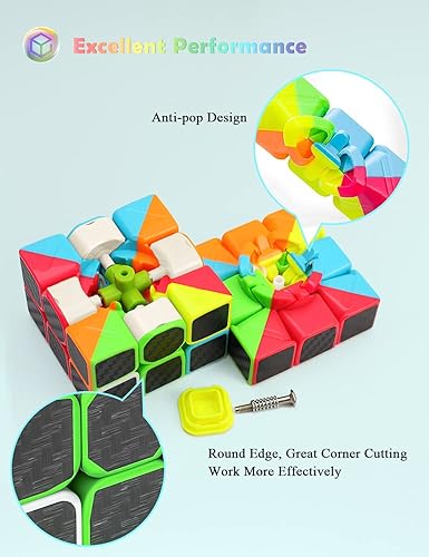 Miniatura 5 de Roxenda Juego de cubos de velocidad, paquete de cubos de velocidad de 2 x 2 x 2 y 3 x 3 x 3 pulgadas, colección de cubos suaves para niños,