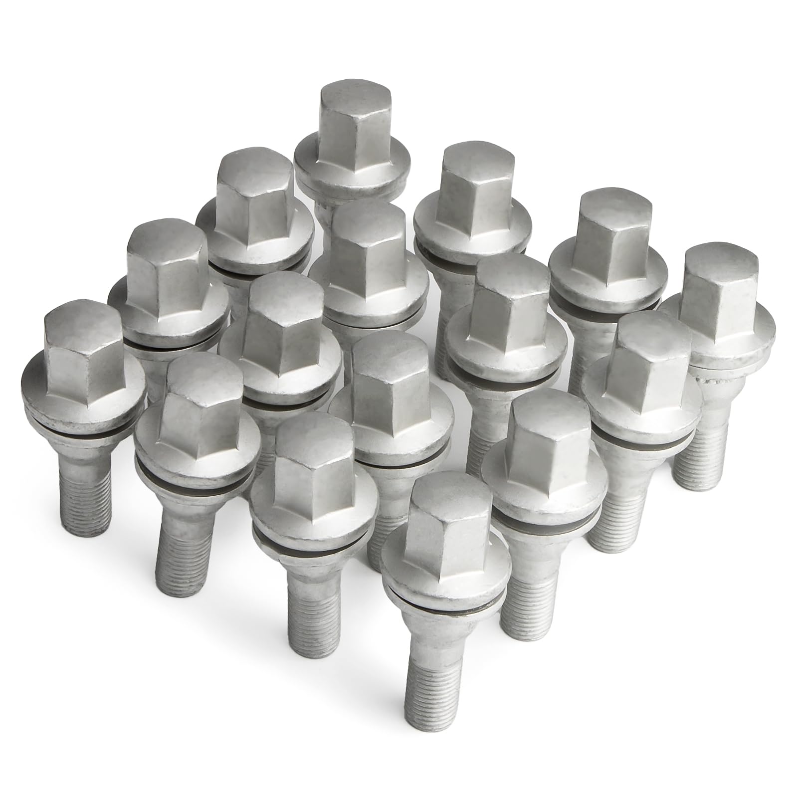 GAsupply Lot de 16 boulons de roue M12 x 1,25 avec rondelle plate, compatibles avec Citroën Peugeot, goujons de roue hexagonaux (Geomet)
