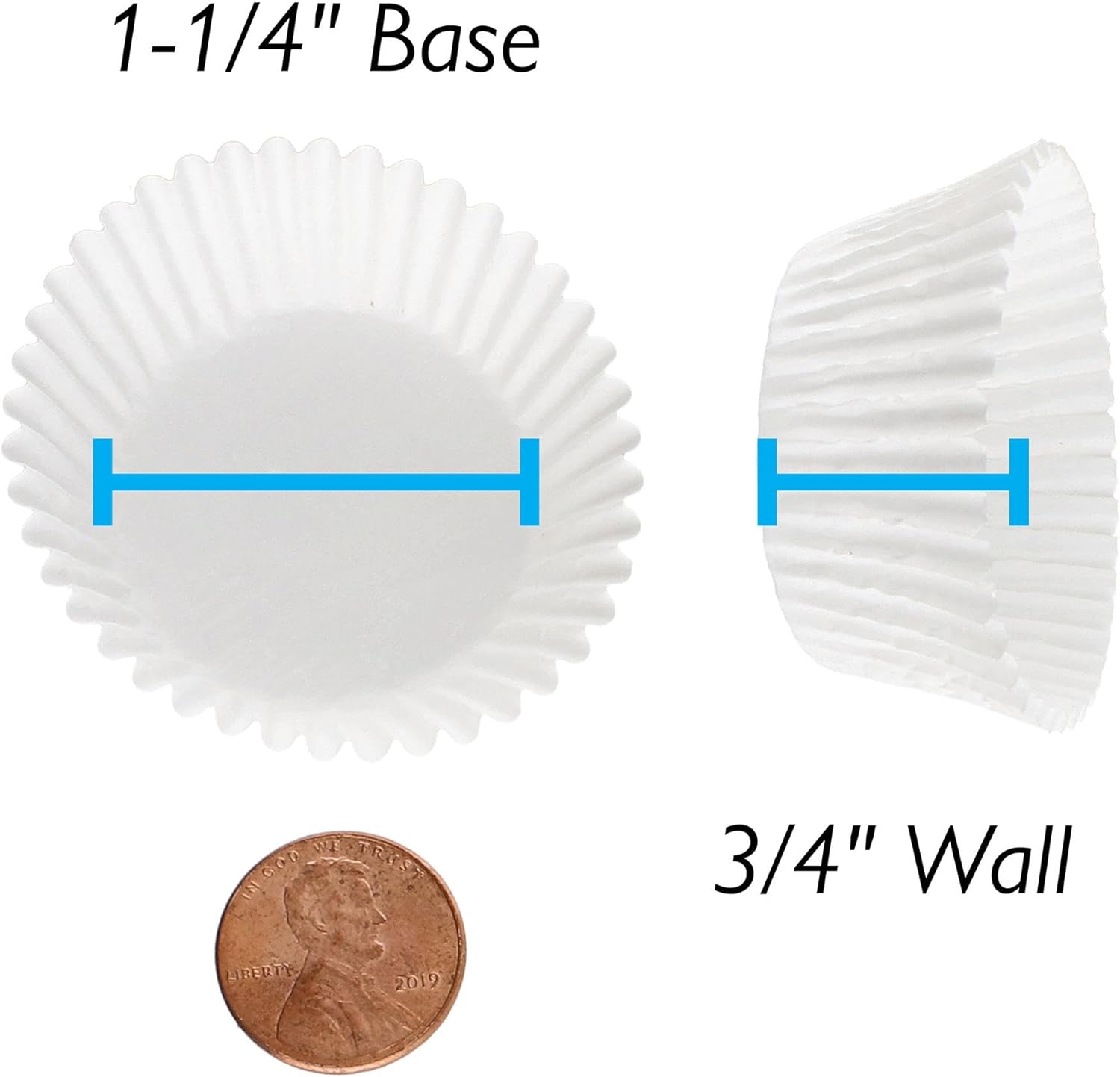 CybrTrayd No.5 Glassine Paper Approximately 2,500 Pieces – 1-1/4” Base, 3/4” Wall Candy Cups, White