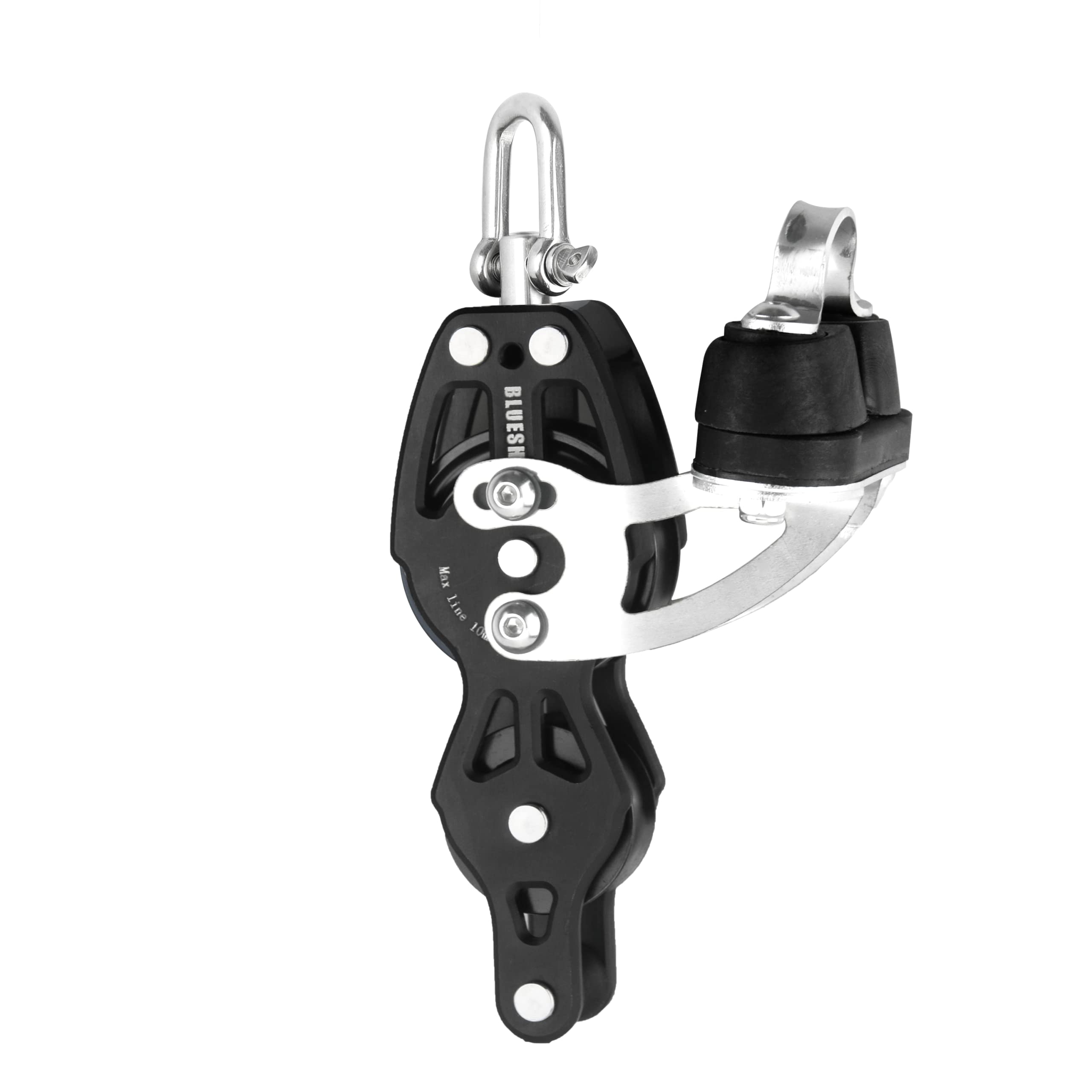 Blue Shark 2260 38mm Aluminum Sailing Block - Single Swivel Fiddle Becket, 1/4" Line, SWL 900 Lbs - For Sheets & Control Lines