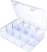 Vista 4 de Caja organizadora grande transparente, caja organizadora de 12 rejillas con divisores extraíbles para joyas, almacenamiento de cuentas, contenedor
