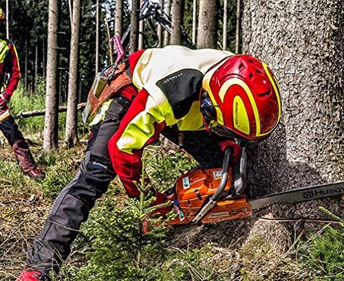 Protos - casco completo di protezione completa casco forestale, con  protezioni auricolari per la lavorazione del legno, attività di taglio  libero e lavoro sugli alberi (rosso giallo) : Amazon.it: Fai da te