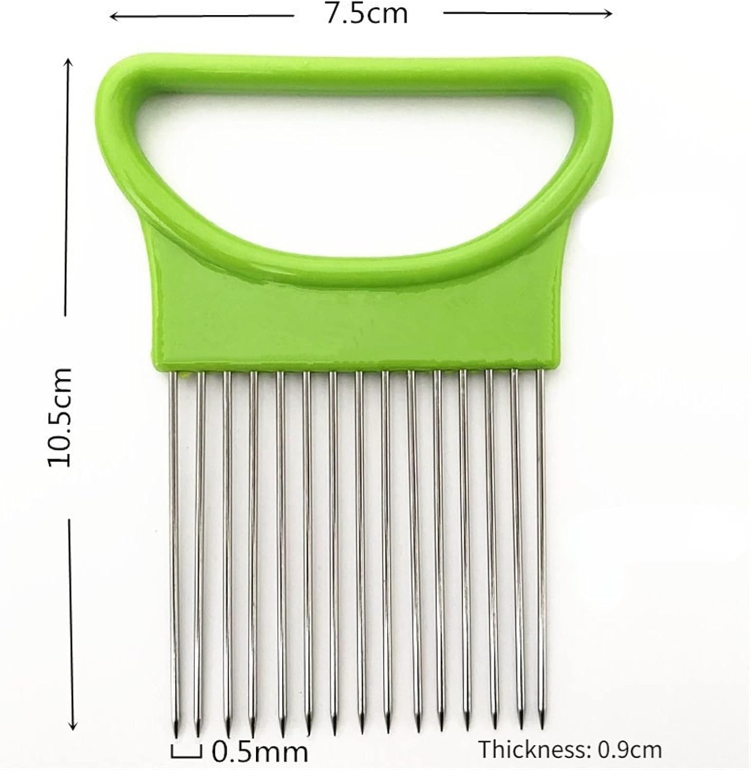 Mandolines Stainless Steel Onion Needle Fork Pine Meat Vegetable Fruit Slicer Tomato Cutter Cutting Holder Kitchen Accessorie Tool(Green)