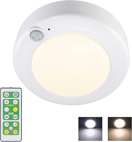 Luz de techo LED alimentada por pilas, luz con sensor de movimiento para interiores con control remoto, luces de ducha inalámbricas, luz superior