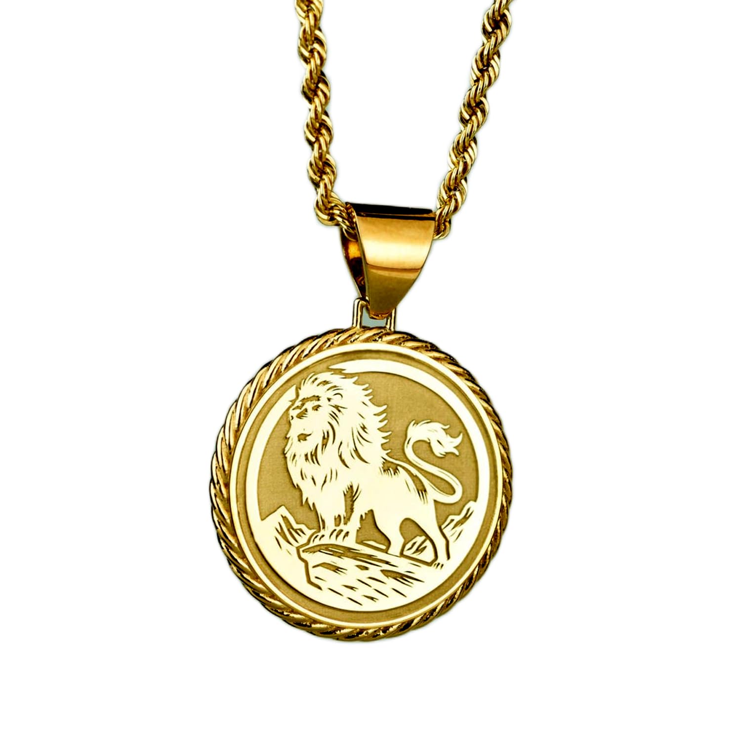 Collar de plata de ley 925 de 22 mm, cadena de 18 pulgadas, colgante de cuerda de león, joyería de astrología, cumpleaños del horóscopo leo, dije del zodiaco de agosto, símbolo de amuleto de poder