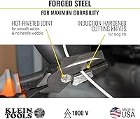 Vista 4 de Klein Tools 2139NERINS 1000V Insulated Side Cutter Pliers, Made in USA, High Leverage Design, Induction Hardened Knives, 9-Inch