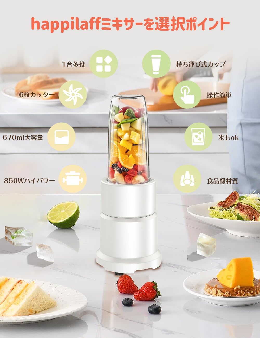 Amazon.co.jp: 【2024年新機種】Happilaff ミキサー ジューサー