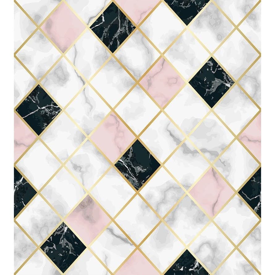 Image of FOKRIM Marble Wallpaper 45x300cm (14 SQFT) Sticker Wallpaper, Peel and Stick, Removable, Self-Adhesive, Waterproof, Decorative Wallpaper for Home, Kitchen, Bedroom, Office (Pink Check, 60x200)