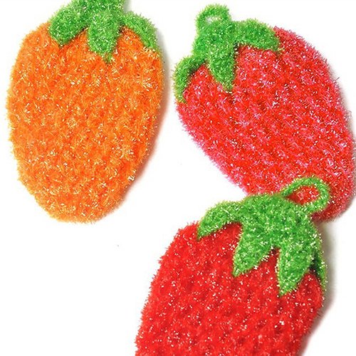 lRICE-home Super Absorbent Fruit Design Strawberry Shape Kitchen Washing Dishes Towel Cloth