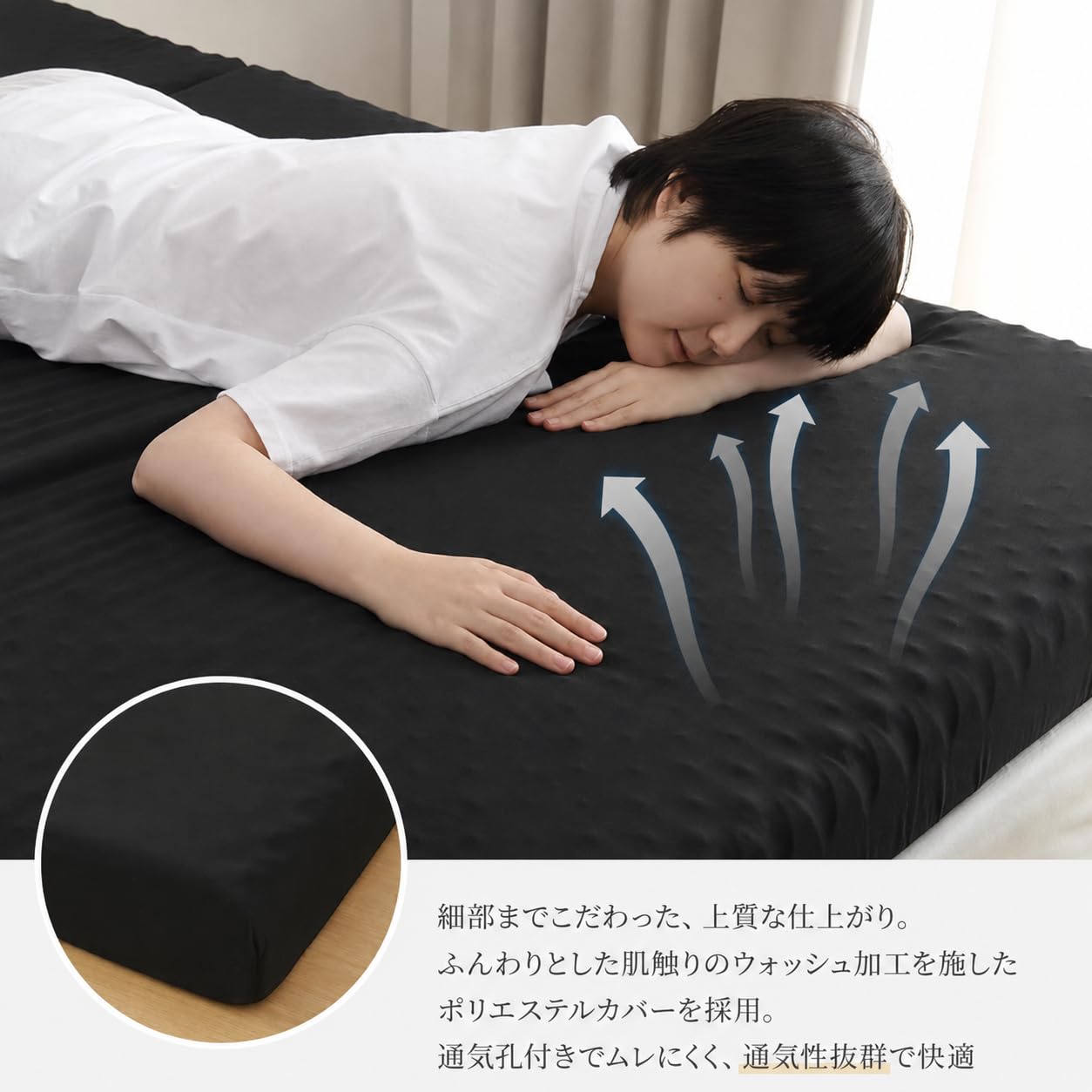 【大セール】マットレス　ダブル　快適睡眠　三つ折り　6cm ブラック Amazon.co.jp: クモリ(Kumori) 三つ折りマットレス セミダブル 厚さ6cm