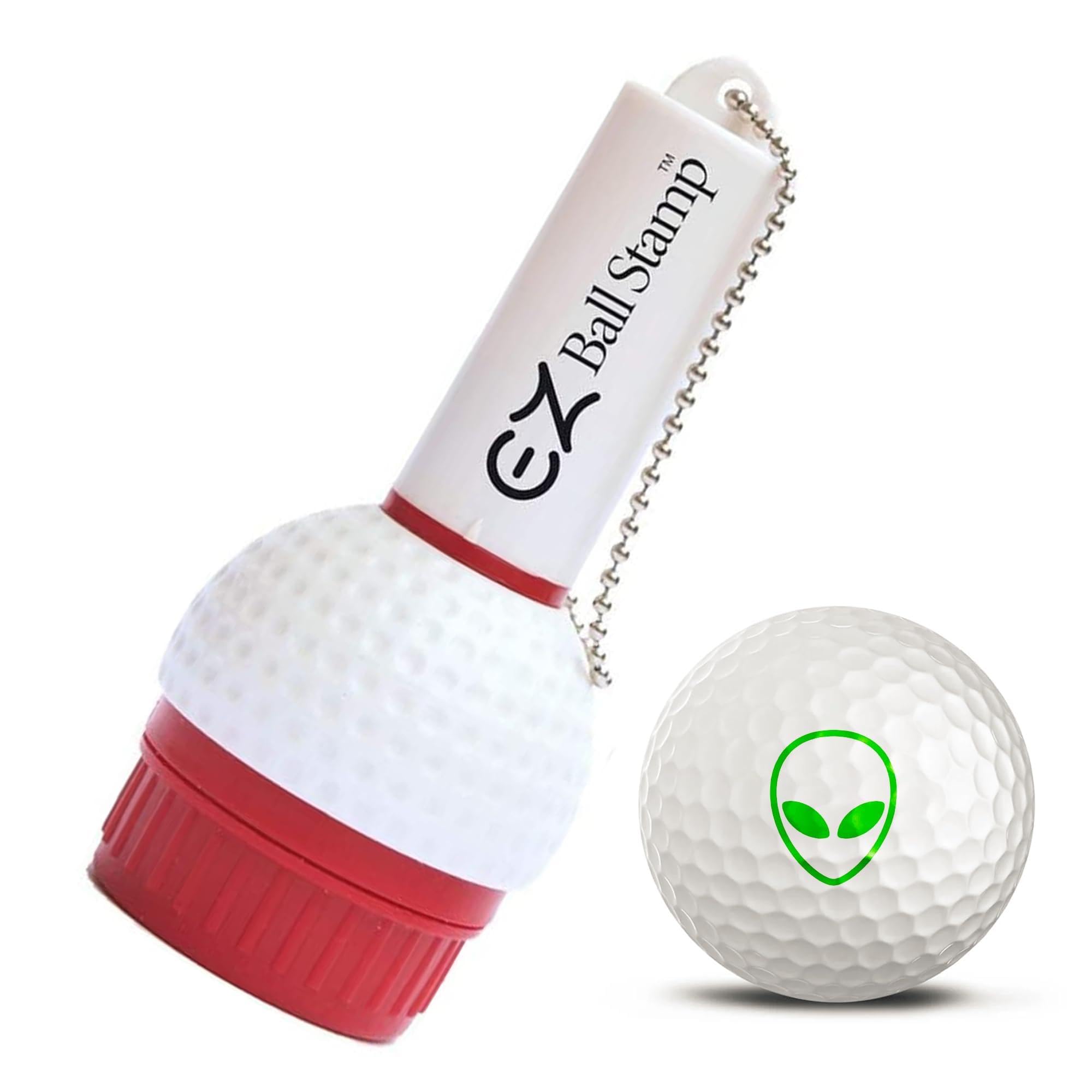 EZ BALL STAMP Golf Ball Stamp/Stamper - Ultra Quick Drying, Smear Free Ink Marker to Personalize Your Ball (Green Alien)