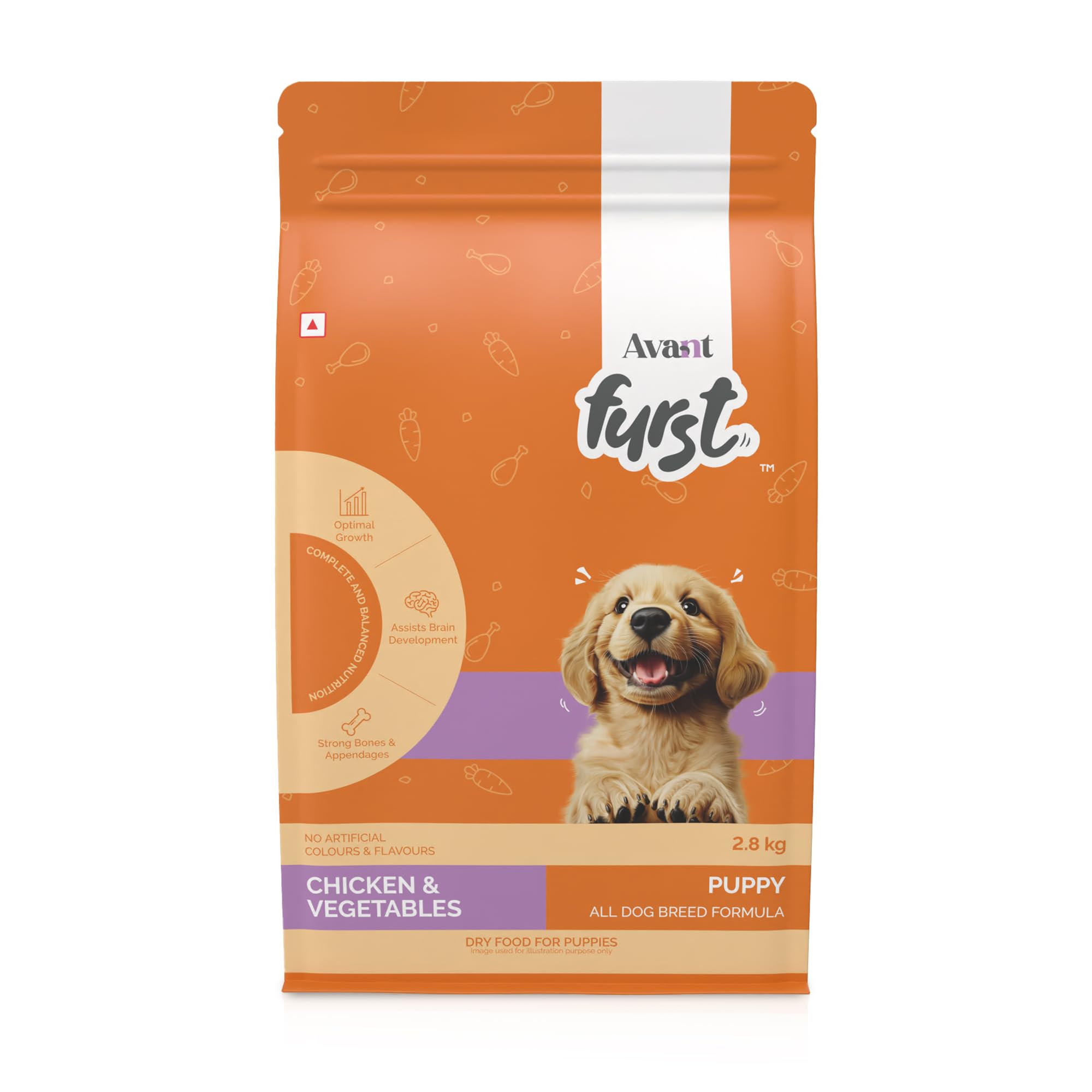 Avant Furst Puppy Dry Dog Food Chicken & Vegetable, Dog Food Puppy with Real Chicken Protein & DHA, Dry Food for Growing Puppies, No Artificial Additives, 2.8kg
