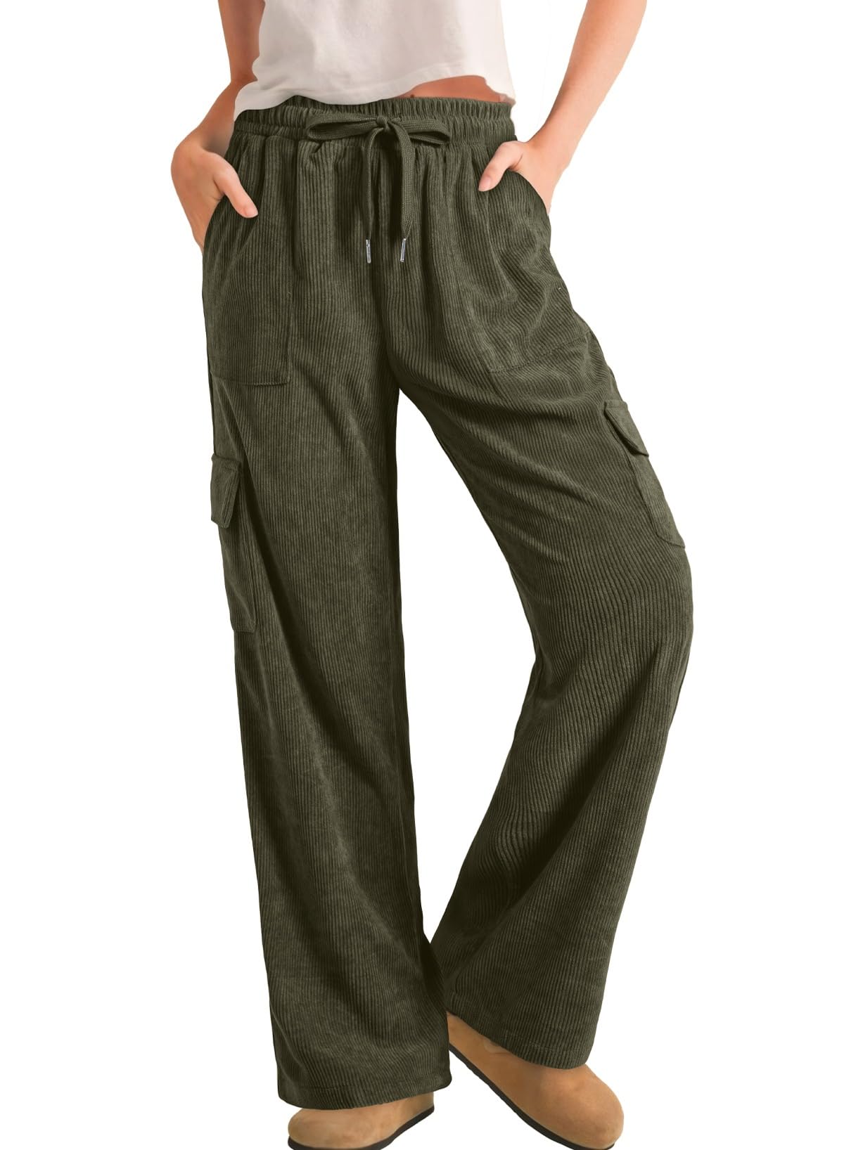Sidefeel Cargo Drawstring Corduroy Pants
