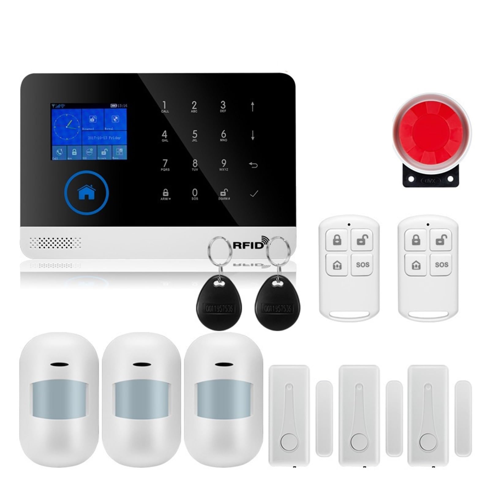 Sistema di Allarme di Sicurezza Domestica, di Allarme for La Sicurezza Antifurto Domestica Tuya Smart House App Control 433 MHz gsm Wireless con Telecamera Sensore Movimento(W2B Bundle 3)
