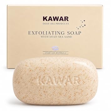 KAWAR Dead Sea Exfoliating Soap with Salicylic Acid, Body Bar, 1-Pack