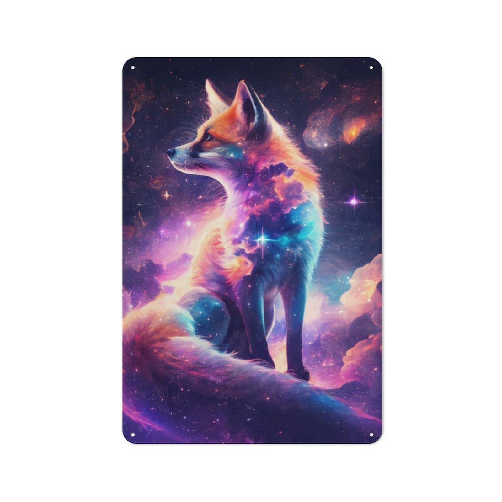Junmoney Fox Constellation Rustic Metal Wall Sign 30X20cm For Café Or Restaurant, Gift Idea At Christmas For Café Owners And Decorators
