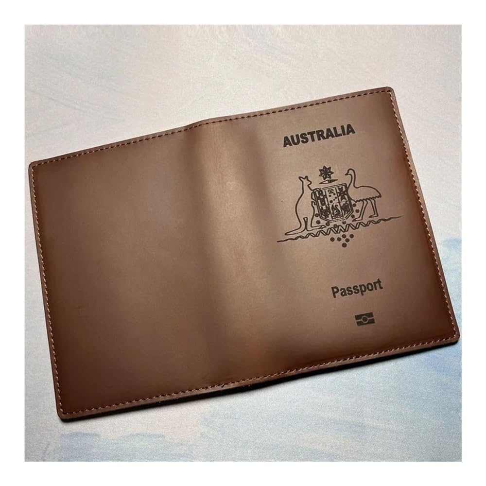 Fundas de cuero personalizadas para pasaporte australiano, funda para pasaporte australiano, cartera de viaje, accesorios de viaje de cuero completo, Sin nombres, Talla única