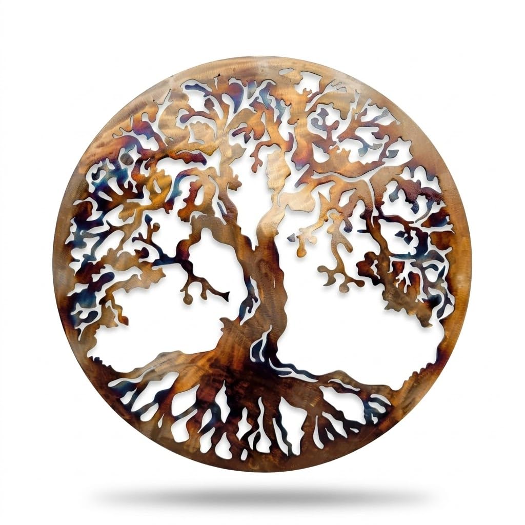 MetalArtWallDecor Arbre de Vie, la Chaleur de Couleur 69,8 cm Décoration Murale en métal