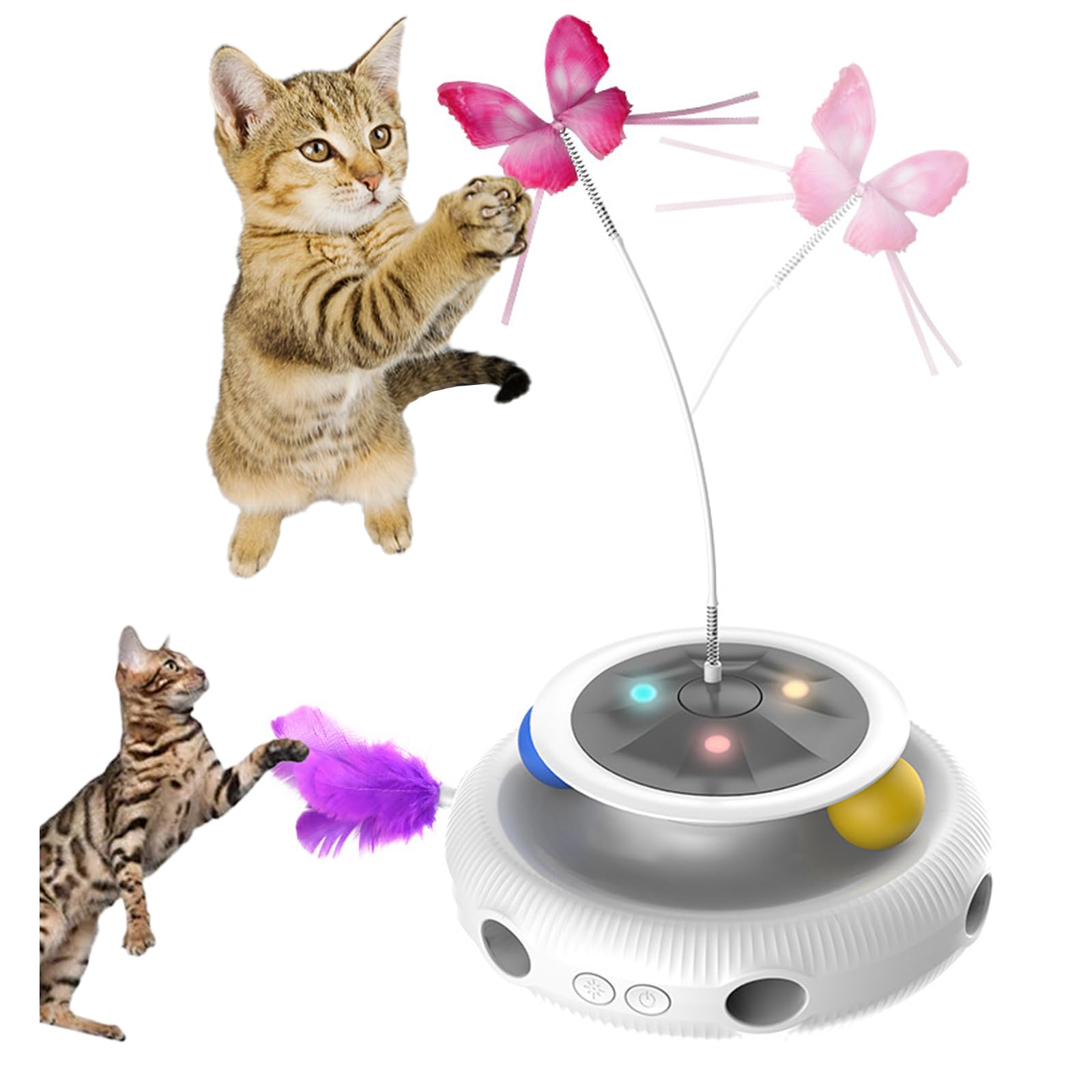 Amazon | 猫 玩具 一人遊び おもちゃ 4in1猫じゃらし 蝶々回転/猫