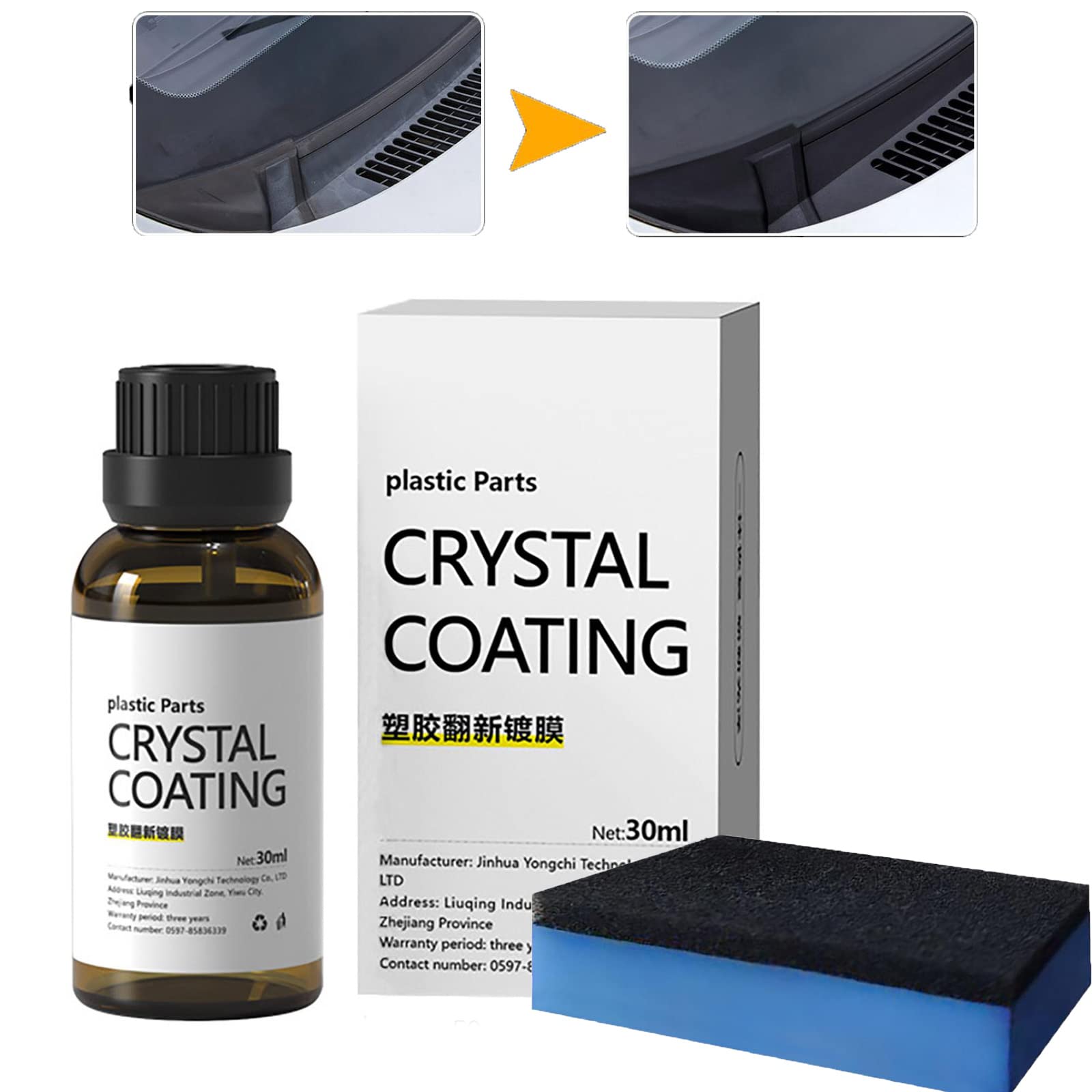 Plastic Parts Crystal Coating, Plastic Parts Refurbish Agent For Car Exterior Restorer, Great Gloss Retention and Protection, Easy to Use Car Refresher, Cololash Plastic Parts Refurbish Agen (3PCS)