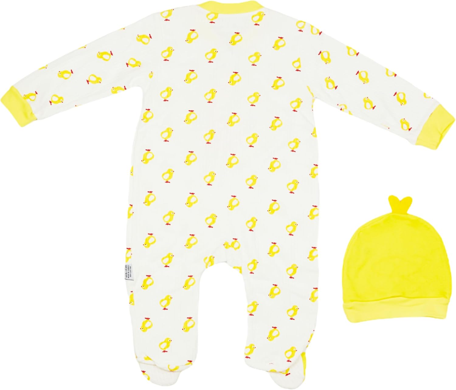 Little Chick Cotton Newborn Infant Baby Long-Sleeve Footed Bodysuit Hat Set