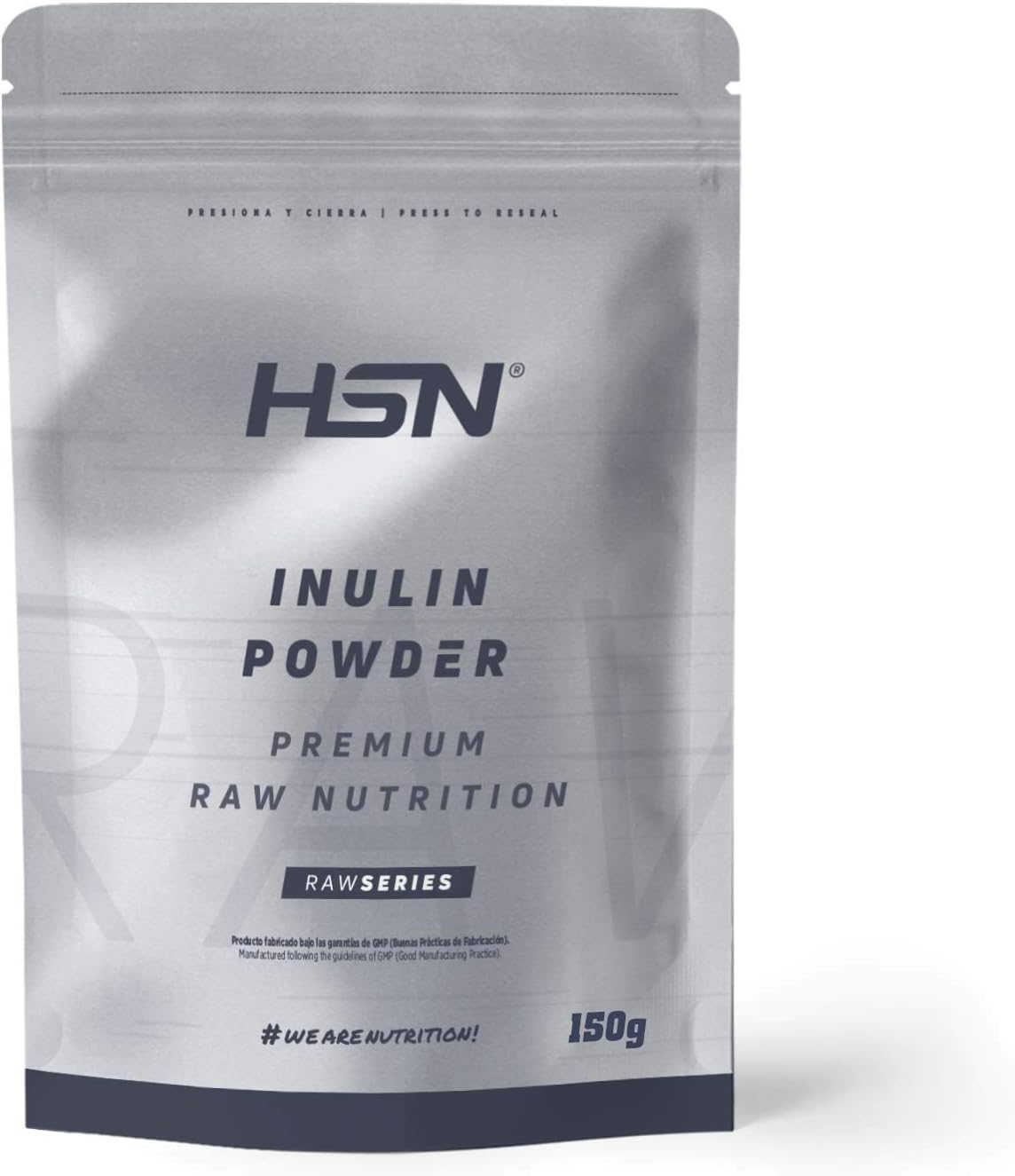 Inulina en Polvo de HSN | Fibra Prebiótica | Limpieza Intestinal, Reducción de Hinchazón, Alivio del estreñimiento | Vegano, Sin Lactosa, Sin Gluten, Sin Sabor, 150g