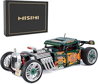 MISINI 10509 HOT Rod 1949 Vintage Car Building Blocks Set, 1:8 Retro Car Model Kits to Build, 2618Pcs/MOC Sports Car Bricks Toy, Car Building Kit for Adults Kids Boys,Compatible with Lego