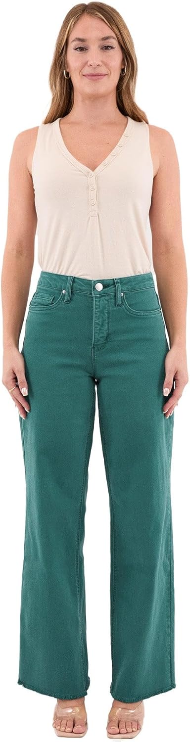 RFM Chloe High Rise Frayed Hem Wide Leg Pants - Stretch Denim with Tummy Control - Size Inclusive (00-24 Plus Size Jeans) - Image 7