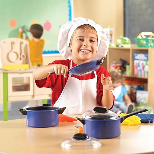Miniatura 2 de Learning Resources Pretend & Play Pro Chef Set, juguetes de cocina para niños, cocina de simulación, ollas y sartenes para niños, 13 piezas, a