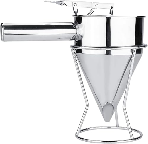 Miniatura 8 de Embudo de pistón para moldes de chocolate, dispensador de masa de panqueques, embudo de confitería de acero inoxidable, embudo para hornear,