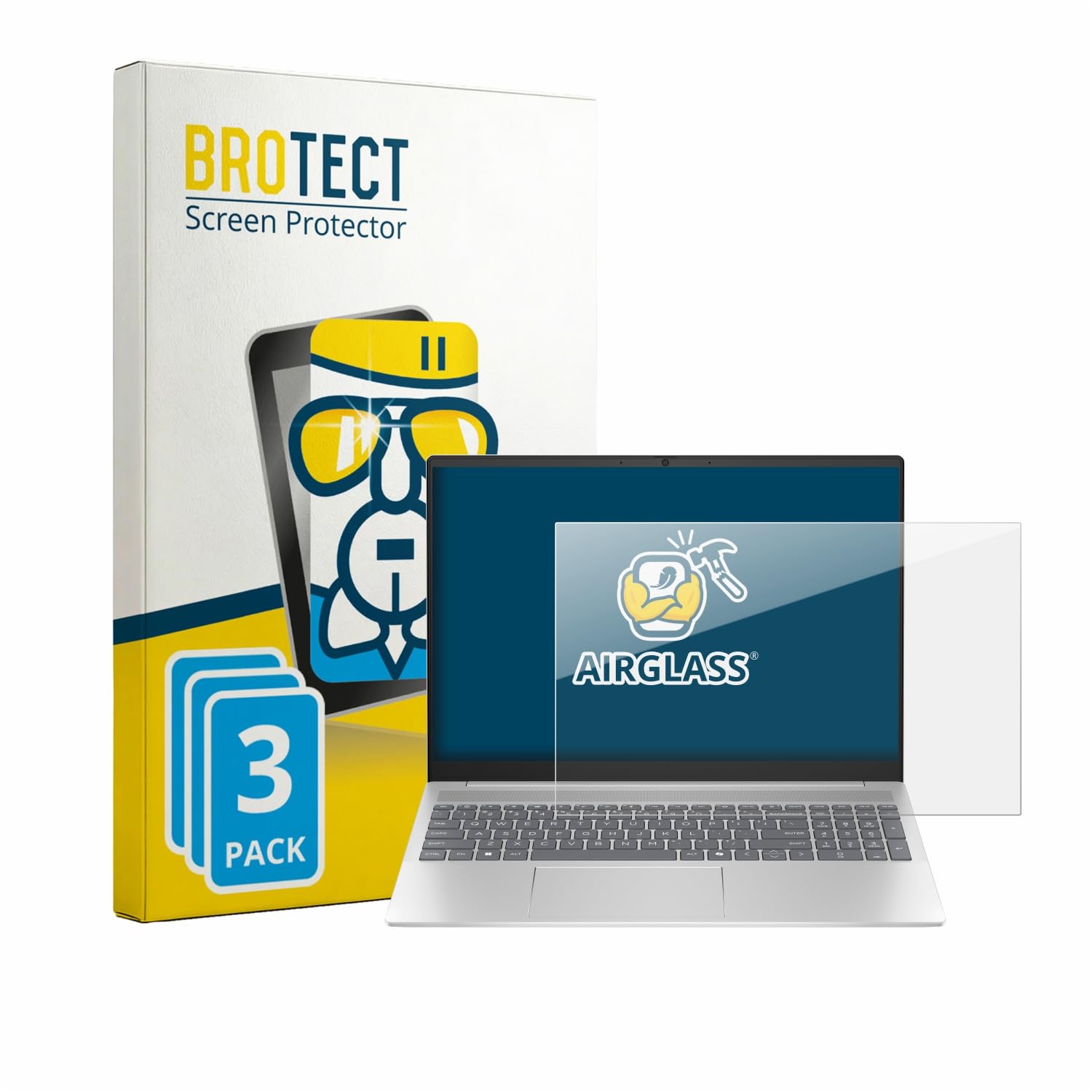 BROTECT Protector Pantalla Cristal para HP Pavilion 16-ag0xxx Protector Vidrio (3 Unidades) - [Dureza 9H, Anti-Arañazos]