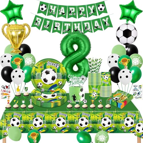 Fussball Geburtstag Deko 8 Jahre, Fussball Partygeschirr Set, Geburtstagsdeko 8 Jahre Junge,...