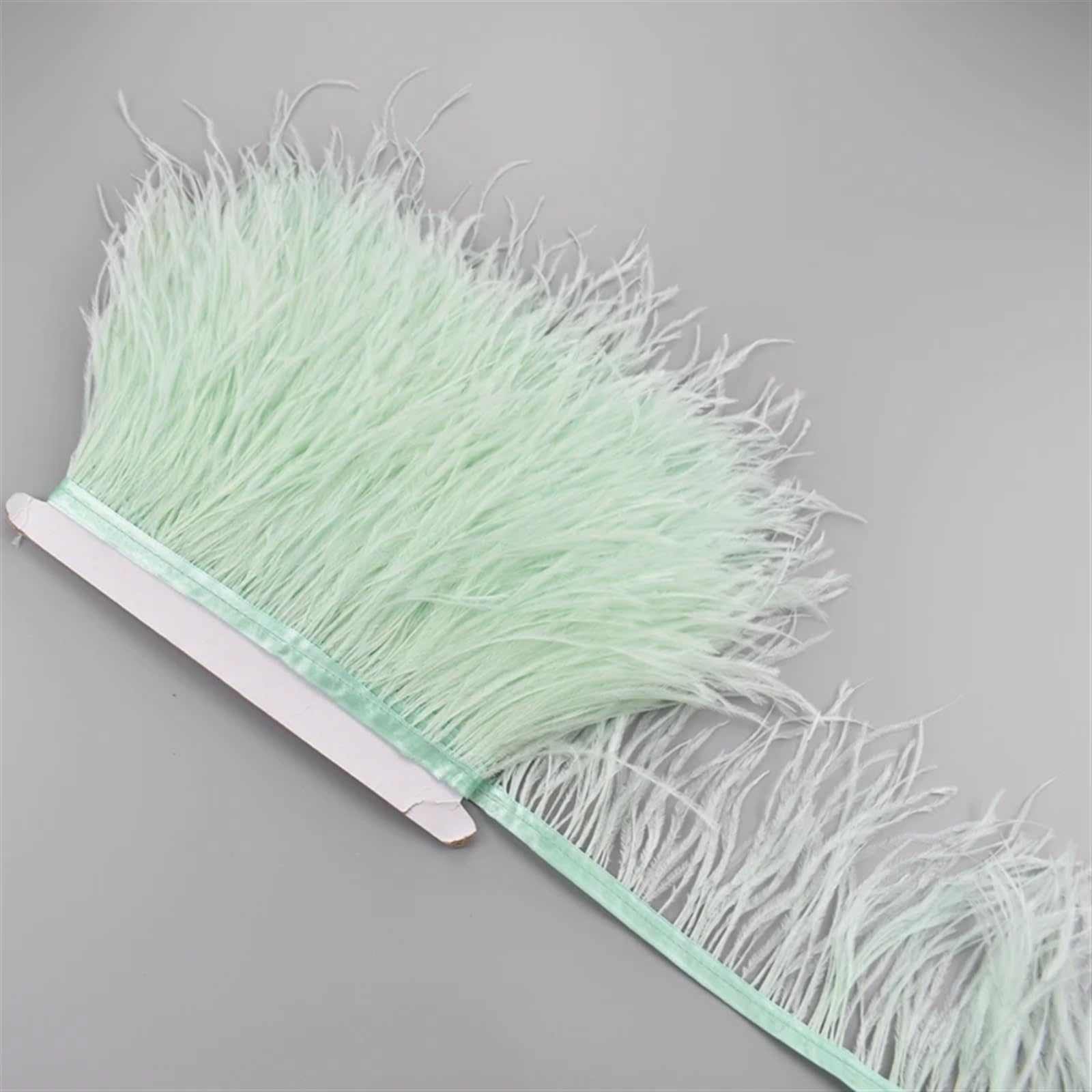 10Meters 10-15cm Colorful Ostrich Feathers Ribbon for Craft,Feather Fabric Tassel Fringe Trim for Sewing Needlework Clothes (Color : Light Mint Green)