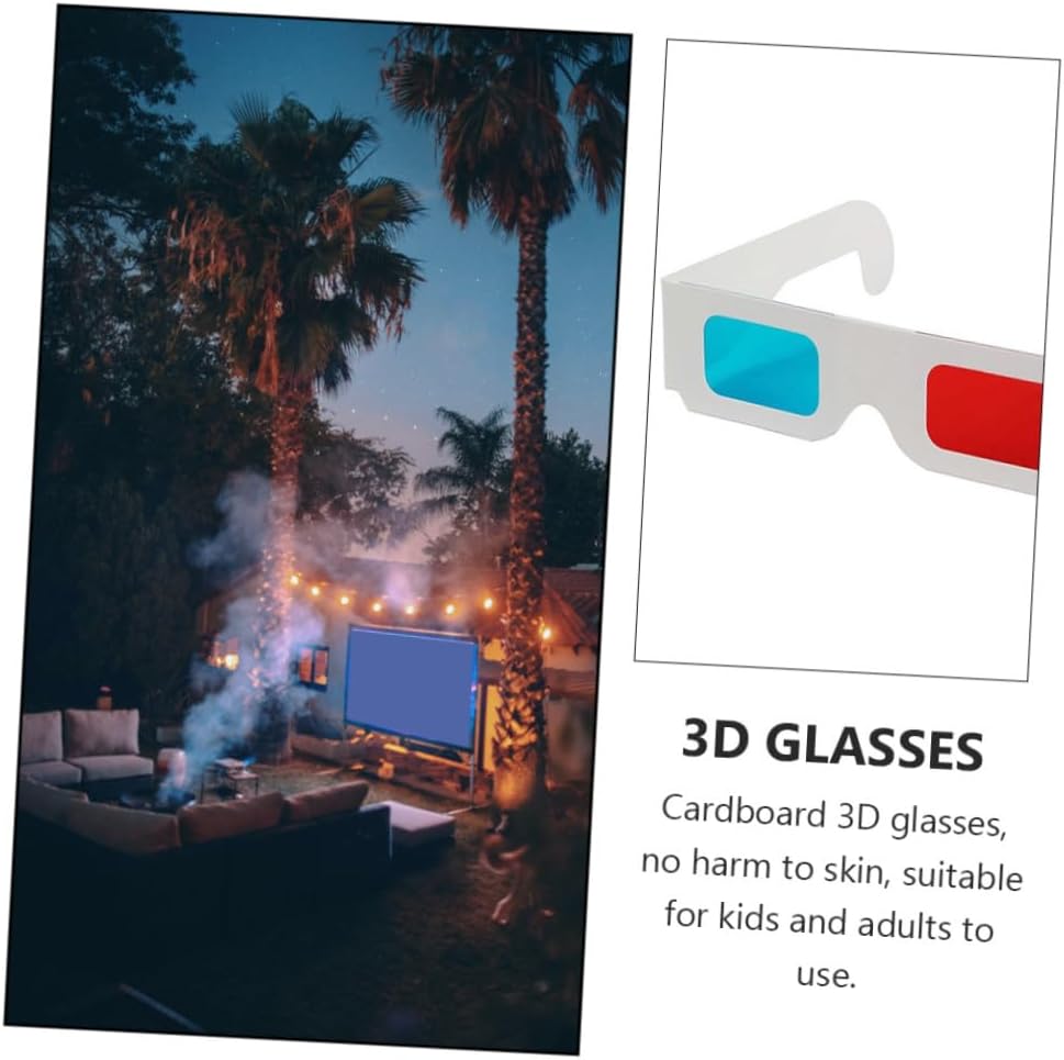HOMSFOU 30pcs Disposable Glasses White Cardboard Frames for Movies and Videos Lightweight Anaglyph for Boys and Girls and Adults
